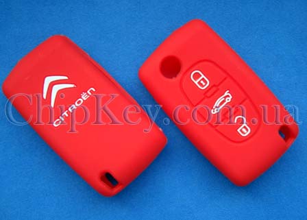 Чехол Citroen силиконовый 3 кнопки, красный