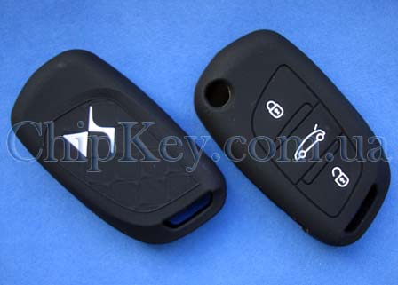 Чехол Citroen DS силиконовый 3 кнопки, черный