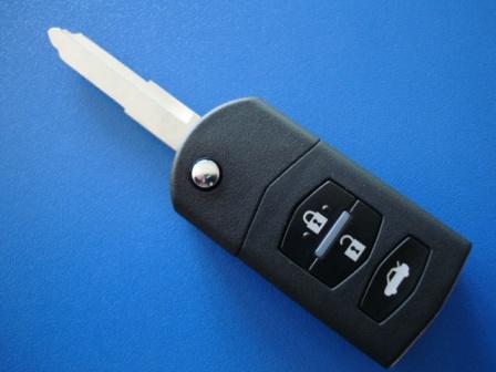 Ключ Mazda 3, 5, 6 выкидной 3 кнопки с чипом id63, 433Mhz, siemens system