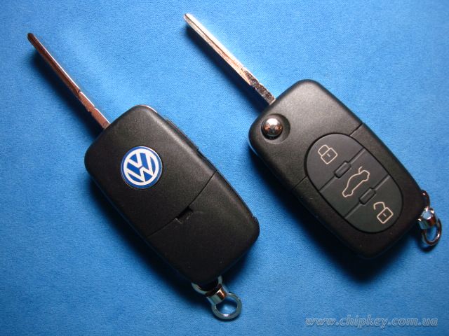 Ключ Volkswagen выкидной (корпус) 3 кнопки, лезвие hu66, под батарейки 1616