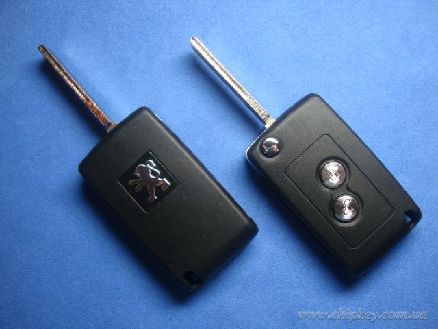 Ключ Peugeot выкидной (корпус) 2 кнопки, лезвие hu83t