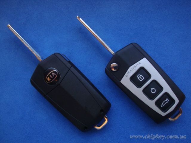 Ключ Kia Sorento выкидной (корпус) 3 кнопки, с крепление батарейки на корпусе, Korea style