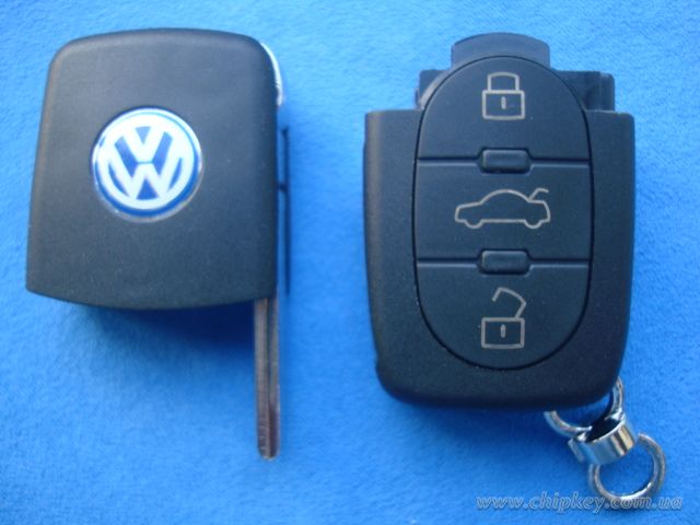 Volkswagen выкидной ключ 3 - кнопки с платой 4DO 837 231 B - 434 Mhz, с ID48 MEGAMOS чипом