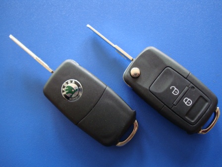 Ключ Skoda выкидной (корпус) 2 кнопки, лезвие hu49
