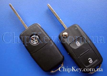 Ключ Volkswagen с 2010 выкидной (корпус) 2 кнопки 1 кнопка (Panic), лезвие hu66