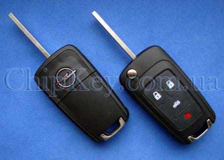 Ключ Opel выкидной (корпус) 4 кнопки, лезвие hu100