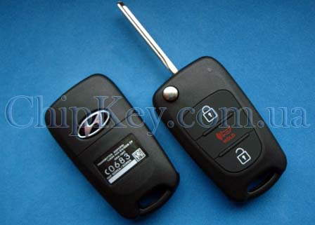 Ключ Hyundai выкидной (корпус) 3 кнопки, лезвие правое без упора