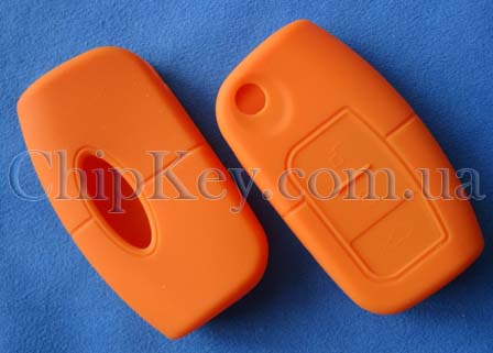 Cиликоновый чехол Ford под выкидной ключ 3 кнопки, оранжевый
