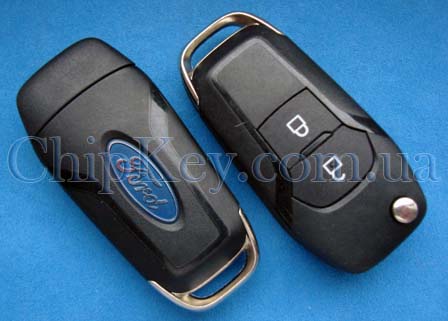 Ключ Ford выкидной 2 кнопки, c чипом id47(7953), 433 Mhz, лезвие hu101, original