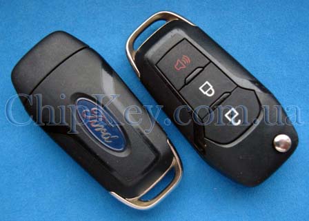 Ключ Ford выкидной 3 кнопки, c чипом id47(7953), 315 Mhz, лезвие hu101, original