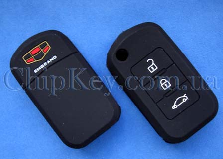 Чехол GEELY Emgrand, Dorsett силиконовый выкидной ключ 3 кнопки, черный