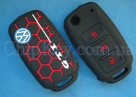 Чехол Volkswagen GTI силиконовый 3 кнопки, черный