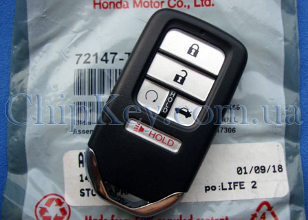 Ключ для Honda Accord X 2016-2017 FCC ID: ACJ932HK1310A, Smart Key 5 кнопок, с чипом 52 HT3, 433.92MHz, USA original