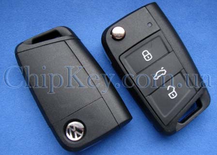 Ключ Volkswagen 8 series выкидной (корпус) 3 кнопки, лезвие hu162t