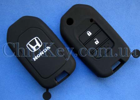 Силиконовый чехол на выкидной ключ Honda 2 кнопки, черный