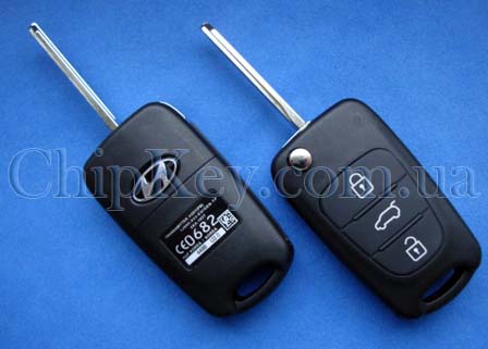 Ключ Hyundai выкидной (корпус) 3 кнопки, правое без упоров