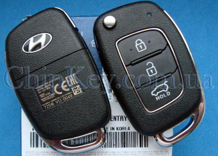 Ключ Hyundai Creta 2014- выкидной 3 кнопки 4D60 80bit, 433,92Mhz,  95430-M0000, model: RKE-4F34, original