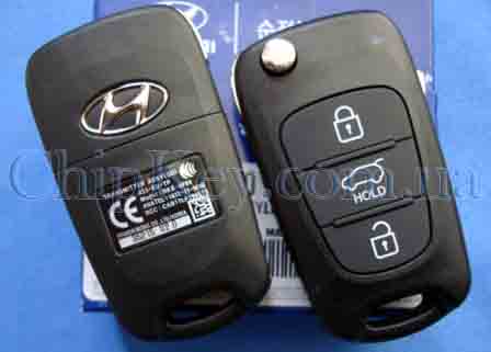 Ключ Hyundai i30 с 26.12.2011-27.02.2015 выкидной 3 кнопки 4D60 80bit, 433,92Mhz, Original