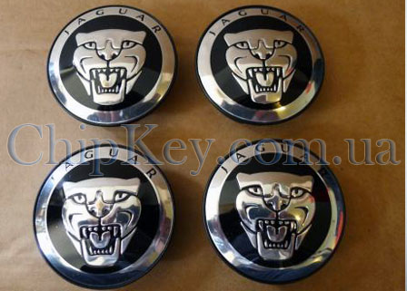 Логотип Jaguar XF/XK/XJ в легкосплавные диски черные в хроме 88 мм 4 шт, original