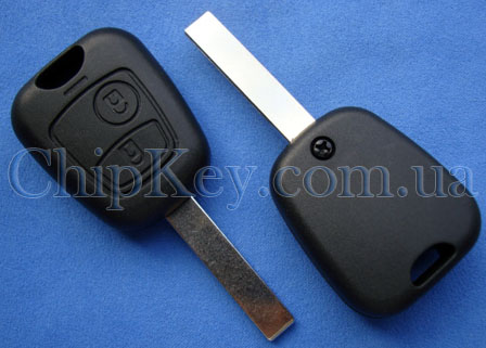 Ключ Peugeot, Citroën (корпус) 2 кнопки, лезвие HU83T