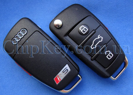 Ключ Audi RS FCC ID:NBGFS12P71, DE 8V0 837 220 Q выкидной 4 кнопки, 315 Mhz, с чипом ID49 MCAES, original