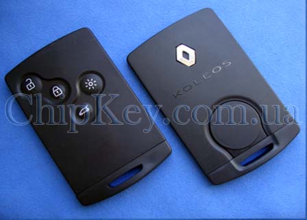 Ключ Renault Koleos Smart Card без системы Key Less 4 кнопки, id46(pcf7941), 433Mhz, original
