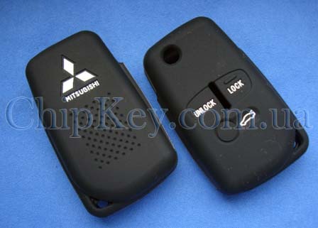 Чехол Mitsubishi Lancer силиконовый 3 кнопки, черный