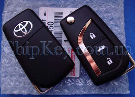Ключ Toyota Corolla 06.2013+, Auris 10.2012 - 05.2015 3 кнопки, 75 H-chip P1: 3A, 433,92Mhz, Valeo A03TAA