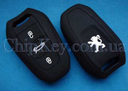 Чехол Peugeot силиконовый 3 кнопки, черный