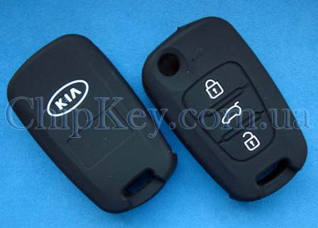 Чехол Kia силиконовый 3 кнопки, черный