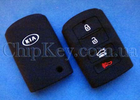 Чехол Kia смарт кей силиконовый 4 кнопки, черный