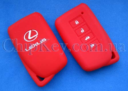 Чехол Lexus smart key силиконовый 4 кнопки, красный