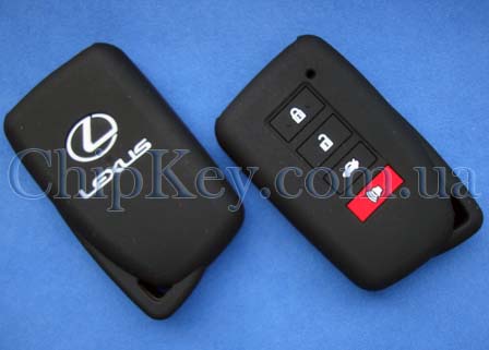 Чехол Lexus smart key силиконовый 4 кнопки, черный