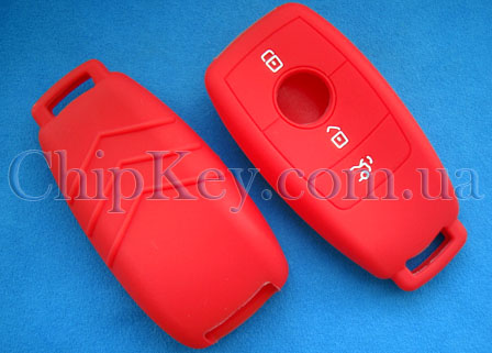 Чехол Mercedes smart key силиконовый 3 кнопки, красный