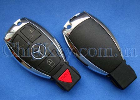 Mercedes Smart Key (корпус) 3 - кнопки + 1кнопка(Panic), с креплением для батареек и лезвием