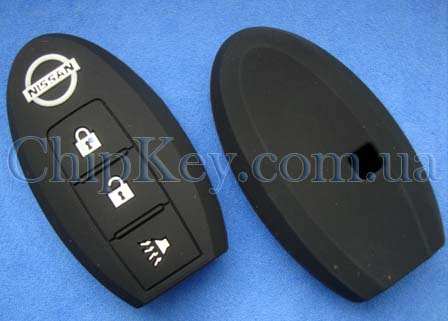 Чехол силиконовый Nissan Smart Key 3 кнопки, черный