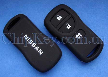 Силиконовый чехол на ключ Nissan 3 кнопки, черный