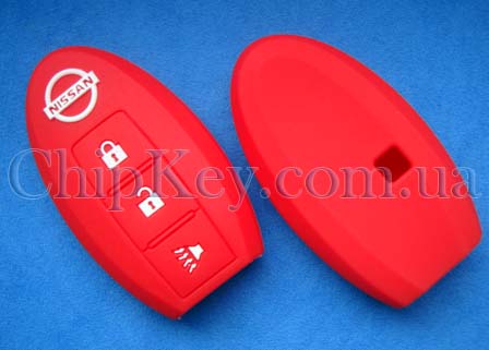 Cиликоновый чехол Nissan Smart Key 3 кнопки, красный