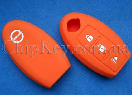 Cиликоновый чехол Nissan Smart Key 3 кнопки, оранжевый