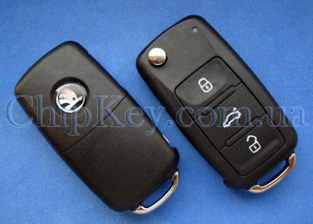 Ключ Škoda выкидной (корпус) 3 кнопки, лезвие hu66