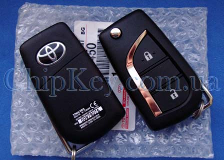 Ключ Toyota Hilux выкидной 2015-, 2 кнопки, 75 H chip P1:39, 433,92Mhz, Tokai Rika BA2TA