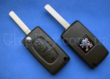 Выкидной ключ Peugeot (корпус) 3 кнопки, лезвие VA2, без крепления для батарейки