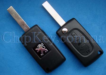 Ключ Peugeot Expert выкидной (корпус) 3 кнопки, лезвие hu83t, без крепления для батарейки
