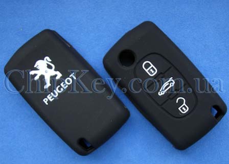Чехол Peugeot силиконовый 3 кнопки, черный