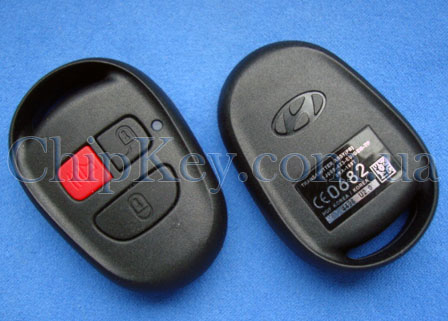 Ключ Hyundai пульт (корпус) 3 кнопки, с креплением батарейки на корпусе