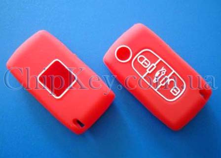 Peugeot Citroen силиконовый чехол под выкидной ключ 3 - кнопки, красный