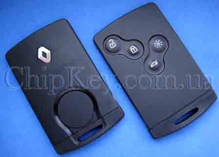 Ключ Renault Koleos Smart Card Key Less 4 кнопки, id46(pcf7952), 433Mhz