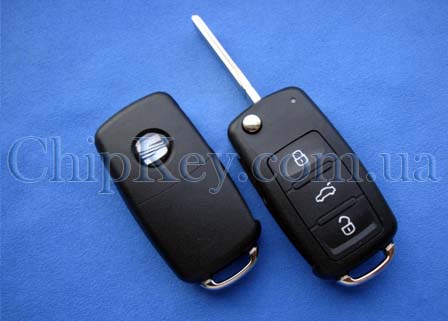 Ключ Seat с 2010 выкидной (корпус) 3 кнопки, лезвие hu66