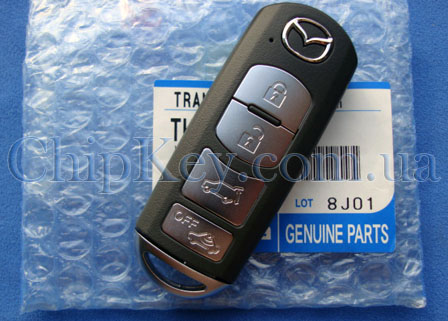 Ключ Mazda smart key 4 кнопки, id47 Philips (pcf7953), 433Mhz, original