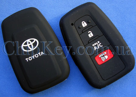 Чехол Toyota Smart Key силиконовый 4 кнопки, черный